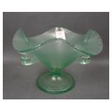 Fenton Florentine Green Dbl Dolphin Compote