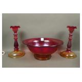 Imperial Red # 320 Dbl Scroll 3 Pc Console Set