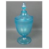 Fenton Celeste Blue 1/2 LB Paneled Candy Jar