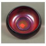 Fenton Ruby Iridised Cupped Rose Bowl