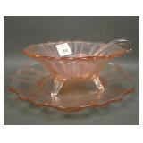 U.S. Glass Pink # 310 Three Pc Mayonnaise set