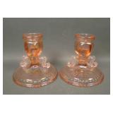 Fenton Velva Rose # 1623 Dbl Dolphin Candlesticks
