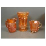Three Piece Marigold Carnival Glass Lot