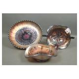 Three Piece Amethyst Dugan Carnival Glass Lot