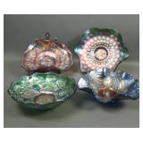Four Piece Fenton Carnival Glass Lot