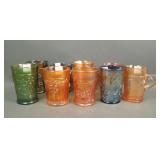 Ten Piece Carnival Glass Tumbler & Mug Lot
