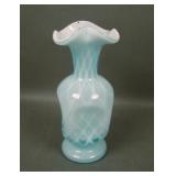 Fenton Blue Opal Diamond Optic Pinched Vase