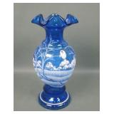 Fenton Blue Winter Wonderland Ruffled Vase