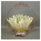 Fostoria Vaseline Opal Heirloom Handkerchief Bowl
