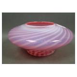 Fenton Cranberry Opal Spiral Optic Squatty Vase