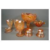 Seven Piece Marigold Carnival Glass Lot