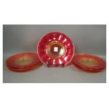 Five Imperial Red Wide Panel 8 1/2" Plates