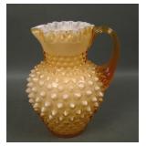 Fenton Honey Amber Overlay Hobnail Syrup Jug