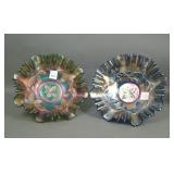 Two Fenton Autumn Acorn 3/1 Edge Bowls