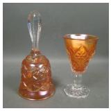 Two Marigold Carnival Glass Items