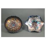 Two Fenton Blue Carnival Glass Bowls