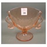 Fenton Pink Dbl Dolphin Fan Vase
