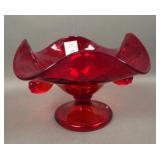 Fenton Ruby #1501A Dbl Dolphin 2 Sided Compote