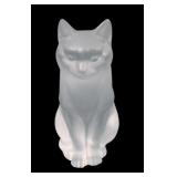 Lalique Crystal Frosted Happy & Heggie Cat Figure