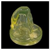 Art Deco Uranium Vaseline " Bottoms Up" Shot Glass