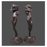 Pair 1922 Frankart Nude Figural Candlesticks