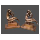 Pair of Art Deco Seated Nude Bookends
