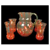 Czech/ Kralik  Art Deco Uranium  5 Pc Pitcher Set