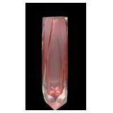 Deco Murano Sommerso Faceted Pink Art Glass VAse