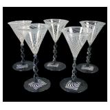 Five Bimini Fritz Lampl Art Deco Cordial Glasses