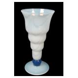 Fry Foval Opalescent/ Delft Blue Festoon Vase