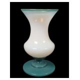 Fry Foval Opalescent /Jade Green Footed Vase