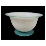 Fry Foval Opalescent /Jade Green Footed Bowl