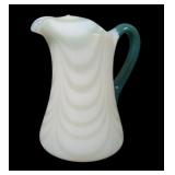 Fry Opal/Jade Green Festoon Decorated Pitcher