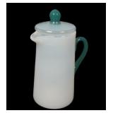 Fry Foval Opal/ Jade Green Covered Hot Water Jug
