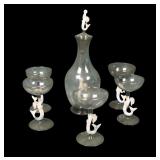 Bimini Fritz Lampl Deco Smoke Mermaid Decanter Set