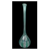 Fry Art Glass Green/ Crystal Stripe Swung Vase