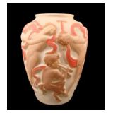 Condolidated Satin Custard/ Tri Colored "Pan" Vase