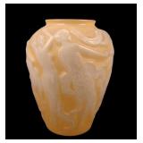 Consolidated Glass Yellow Wash Deco "Pan" Vase