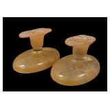 Pair Consolidated Yellow Wash Orchid Candlesticks