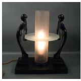 Marked Frankart Deco Nudes lamp W/ Saturn Globe
