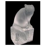 Lalique Crystal Frosted "Doumi" Cat Figure