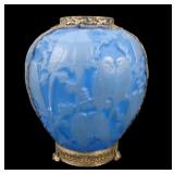 Consolidated Reuben Blue Lovebirds Vase W/ Ormolu
