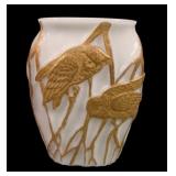 Consolidated Milk Glass/ Gold Screech Owl Vase