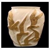 Consolidated Custard/Gold Seagulls Pillow Vase