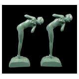 Pair of Art Deco Green Frankart Syle Nude Bookends