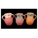 Three Muncie Art Pottery Handled Vases