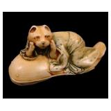 Japenese Okimono Carved Cat on Catfish Figure