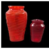 Two Consolidated Red Catalonian Vases