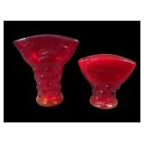 2 Consolidated Catalonian Spanish Knob Fan Vases