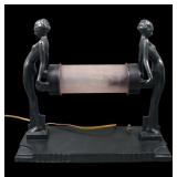 Marked Frankart Art Deco Double Nude Table Lamp